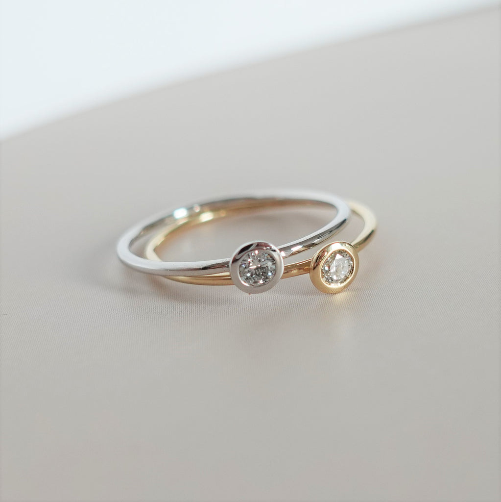 Petite Bezel Set Diamond Ring White Gold - MilaMela.com