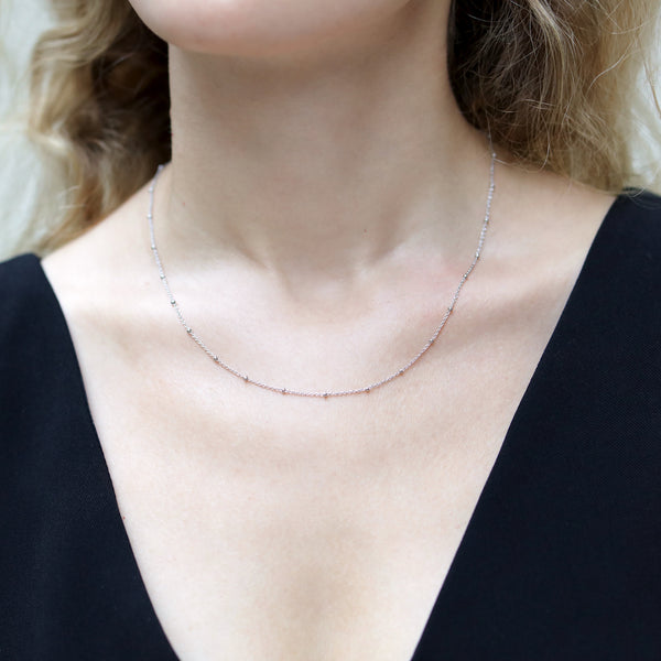 Bead Chain Necklace Silver - MilaMela.com