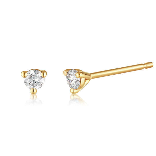 Three Claw Diamond Studs Gold - MilaMela.com