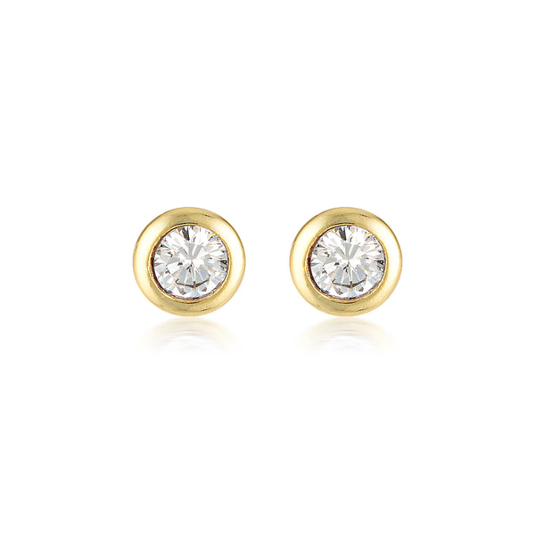 Bezel Stud Earring Gold - MilaMela.com