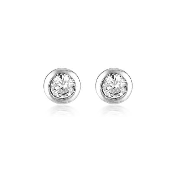 Bezel Stud Earring Silver - MilaMela.com
