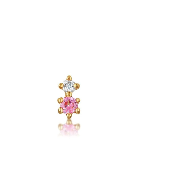 Duo Diamond & Pink Sapphire Earrings Single - MilaMela.com
